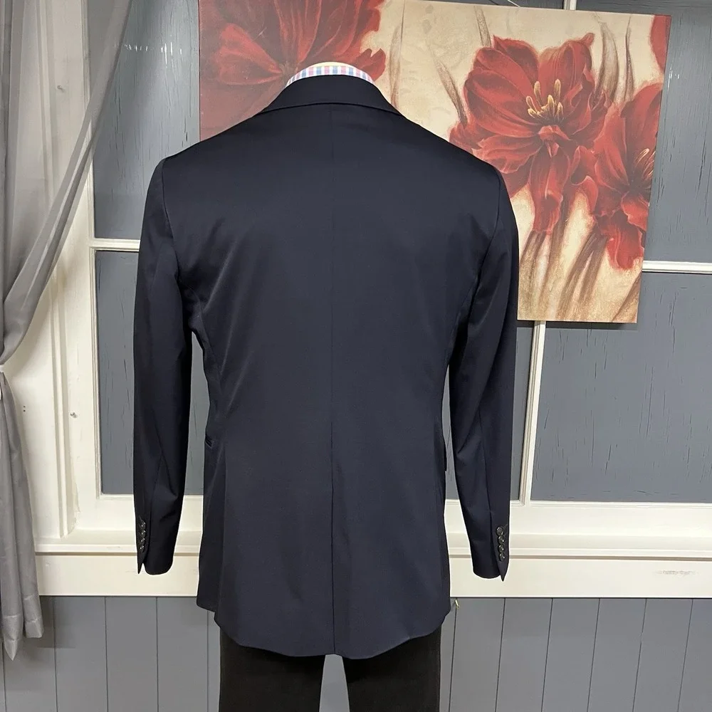 Stafford Blazer Jacket Sport Coat Mens 44R‎ Polyester Blend Stretch Dark Navy